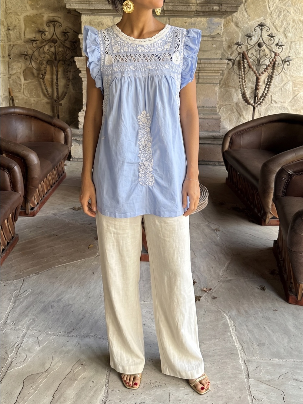 Mi Golondrina deshilado blouse